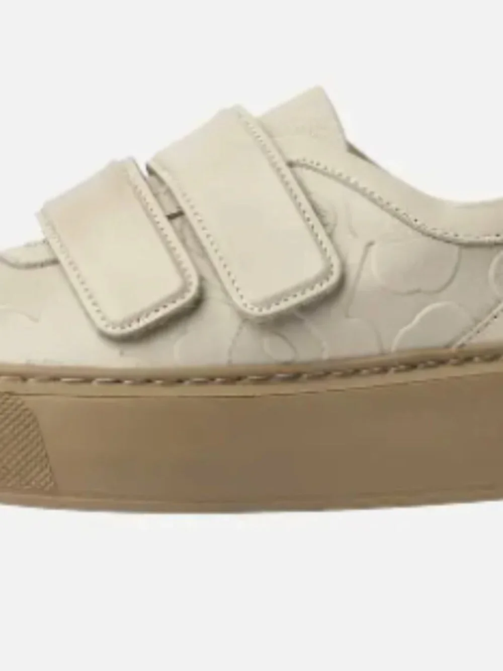 unisex Marimekko Rinnekedolla Cream Leather Embossed Floral Sneakers. 41